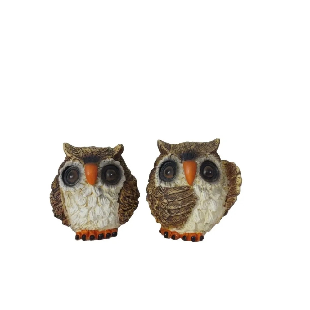 - Owls Vintage 2 Small Brown Resin Figurines